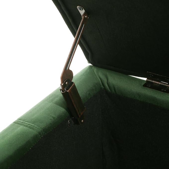 Christopher Knight Home Glouster Upholstered Storage Ottoman Bench, Forest Green Velvet, Matte Black
