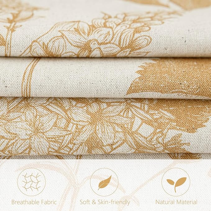 Foindtower Set of 2 Linen Floral Vintage Throw Pillow Covers Neutral Accent Print Decorative Cozy Cushion Covers Farmhouse Home Decor for Sofa Chair Couch Bed Living Room,20×20 Inch,Light Yellow
