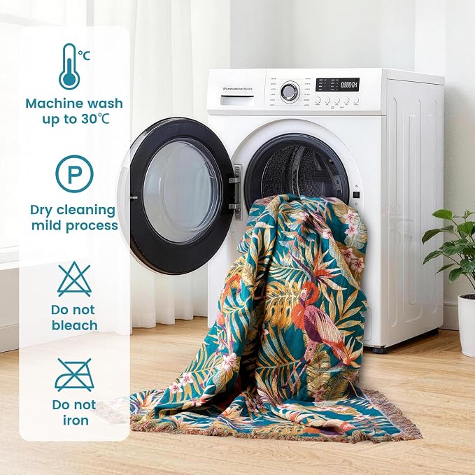 MSGKV Boho Throw Blanket for Bed 60"x80" 100% Cotton Jungle Animal Couch Blanket Summer Breathable Lightweight Twin Size Blankets for Sofa Home Decor Muslin All Seasons
