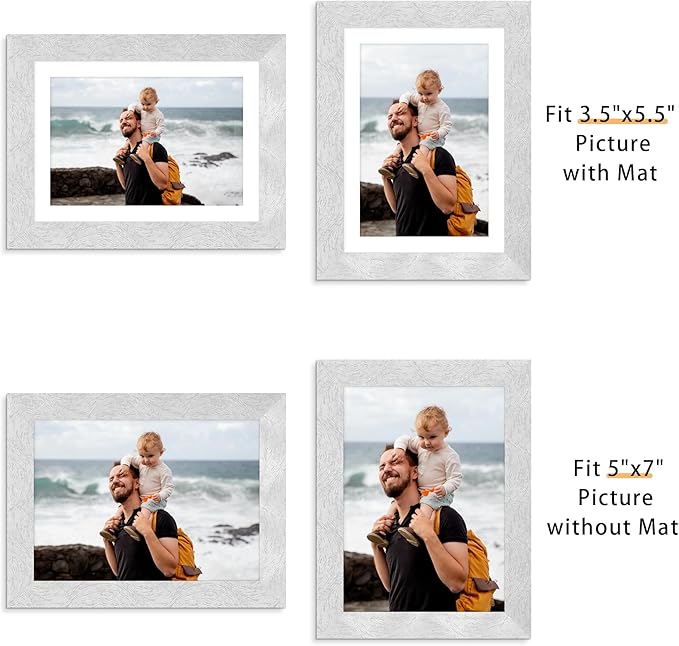 Picrit 5x7 Picture Frame Set of 12, Display 4x6 with Mat or 5x7 without Mat, Photo Frames for Wall Mounting or Table Top Display, Silver