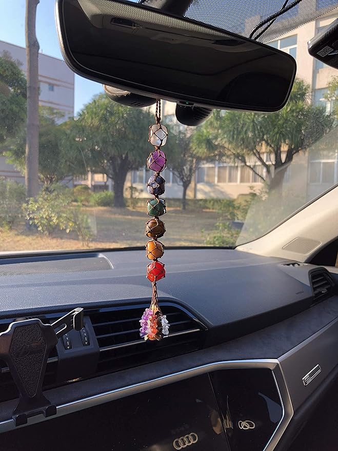 7 Chakras Healing Crystals Home Interior Decoration Car Hanging Ornaments Window Good Luck Home Decoration for Reiki Healing Good Luck Feng Shui Decorations (7 Chakra)