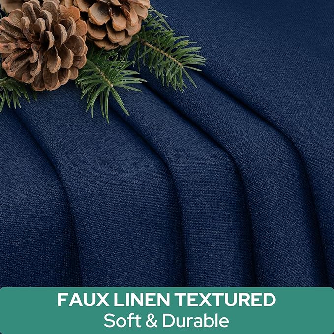 HOMEIDEAS 100% Linen Blackout Sidelight Curtains for Front Door, Side Door Window Curtains, Small Window,Thermal Insulated Covering, 1 Panel, W12 X L68 Inch, Navy