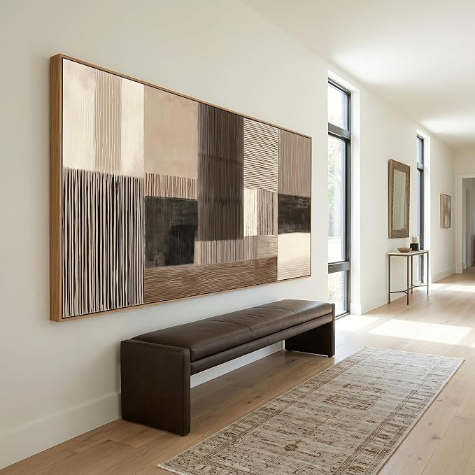 HUADAOART Abstract Geometric Canvas Wall Art Neutral Brown Tones Canvas Print Modern Style 58 x 30 in Home Decor for Living Room Bedroom Office Wall Decoration Ready to Hang