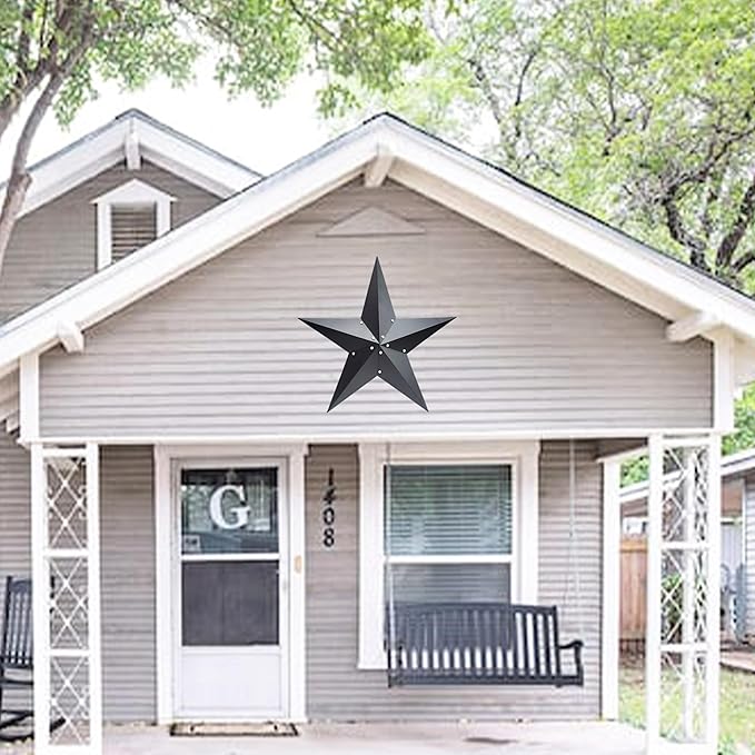 JoyEvy 24" Barn Star-Black Barn Star Outdoor Decoration-Metal Stars for Outside Texas Stars Art Rustic Vintage Western Country Home Farmhouse Primitive House Decor- Primitive Wall Décor