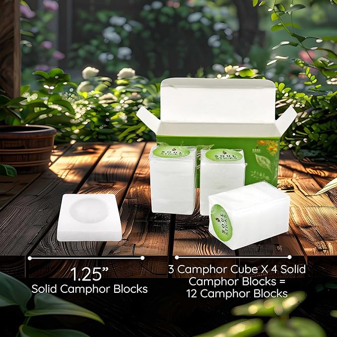SOUL STICKS Natural Camphor Blocks, Pure Camphor Tablets for Aromatherapy & Puja - Alcanfor en Bloques, Alcanfor en Bolitas, Kapoor for Pooja (56 Grams (12 Tablets))