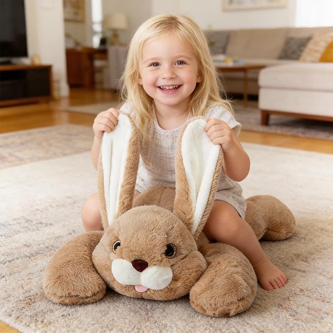 Niuniu Daddy 24" | 5 Pound Rabbit Weighted Stuffed Animals for Kids Adults, Soft Bunny Sensory Plush Animal Toys Calming Buddy for Sleeping, Cute Body Pillow for Presents Birthday Christmas Easter