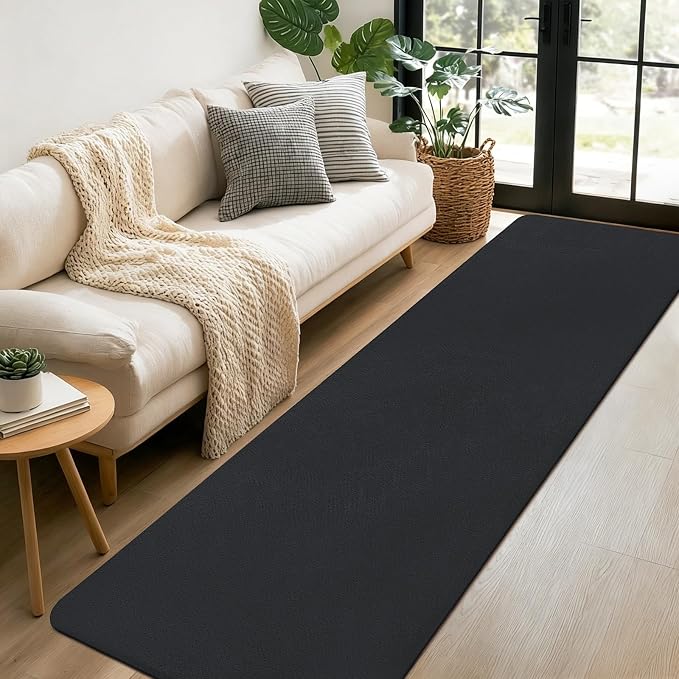 qulint Dark Grey Runners for Hallways 2x6, Modern Washable Kitchen Runner Rug Non Slip Soft Thickened Memory-Foam Indoor Besides Rug, Minimalist Solid Carpet for Entrance Laundry Home Decor