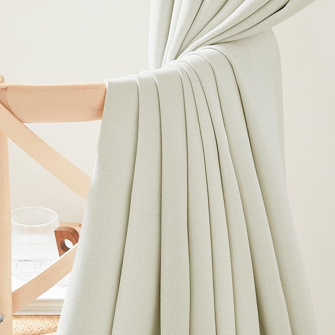 NICETOWN Room Darkening Bedroom Curtains 96 inches Long, Dual Rod Pockets & Hook Belt Light Blocking Noise Canceling Window Treatments for Living Room/Nursery, Natural, W52 x L96, 2 Panels