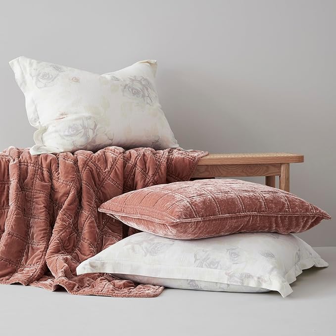 HiEnd Accents Stella Faux Silk Velvet Throw Blanket Dusty Rose, 50x60 inch, Double Stitch Plush Soft Cozy Blankets, Luxury Decorative Throws for Couch, Bed, Sofa, Chair