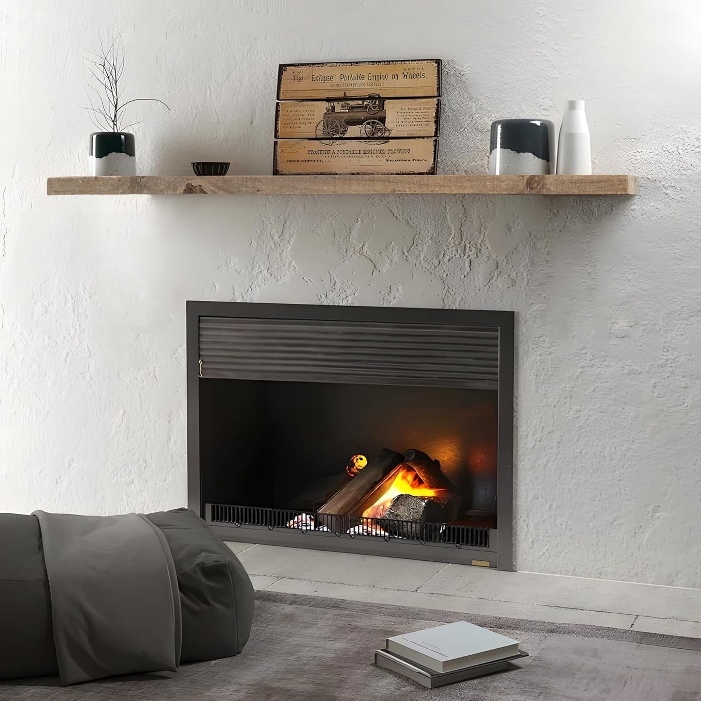 Floating Shelves | 8" Deep Rustic Reclaimed Barnwood Wall Hanging Shelves with Invisible Heavy-Duty Metal Bracket | Wall Mounted | Farmhouse Style | 48 inches, 2 PCs, Distressed Natural