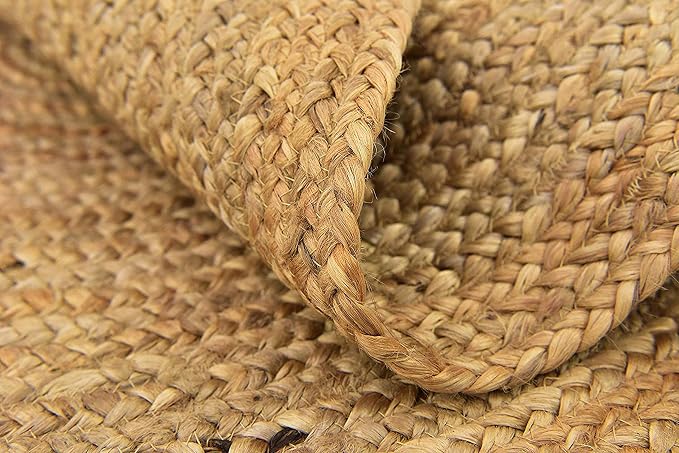 100% Jute Round Area Rug - 5 Feet, Natural Fibers, Braided Design, Hand Woven Carpet - Home Decor for Living Room, Hallways, Bedroom