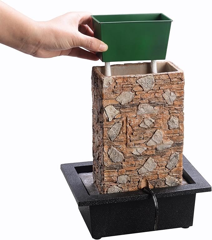 Kalona Tabletop Waterfall Fountain, Zen Fountain for Home Office Decor with LED Lights, Relaxing Indoor Water Feature with Realistic Stone Look for Meditation(23111)