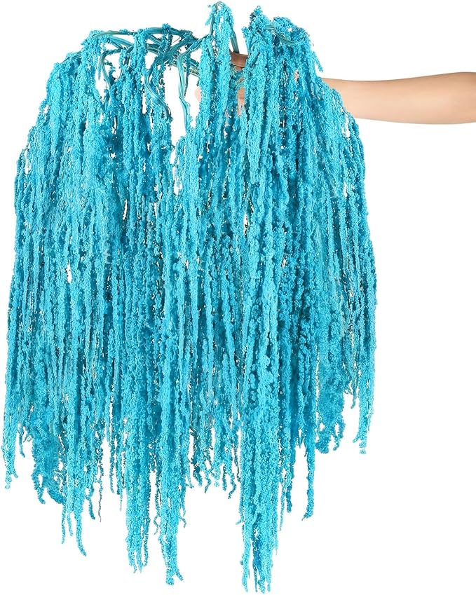 Suncalla 12 Pcs Blue Spring Natural Dried Amaranthus Hanging Flowers Amaranthus Artificial Flowers for Wedding Arch Bouquet Floral Garland Wall Home Decoration (23 Inch)
