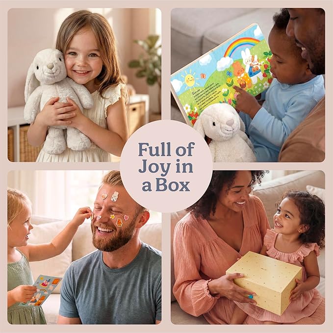 Praise Bunny Christian Easter Gift Set for Kids – 11” Singing Plush Toy with 3 Bible Songs, Hardcover Blessing Book, Keepsake Box, Stickers, Easter Basket Stuffers, Christening Gift for Baby, Toddlers