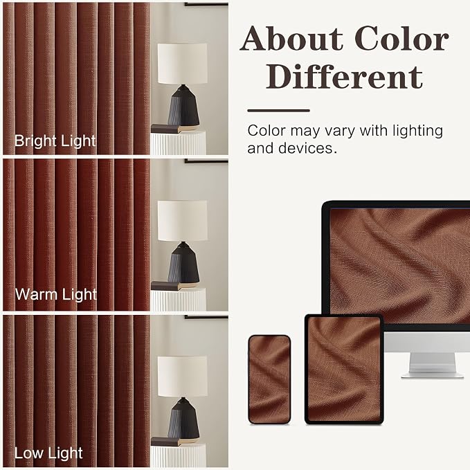 YZ HOME 102 Inch Long Curtains Pinch Pleated Curtain for Living Room, Floor to Ceiling Light Filtering Pleat Drapes Textured Thick Semi-Sheer Curtains with Hooks for Bedroom 2 Panels, Chestnut Brown