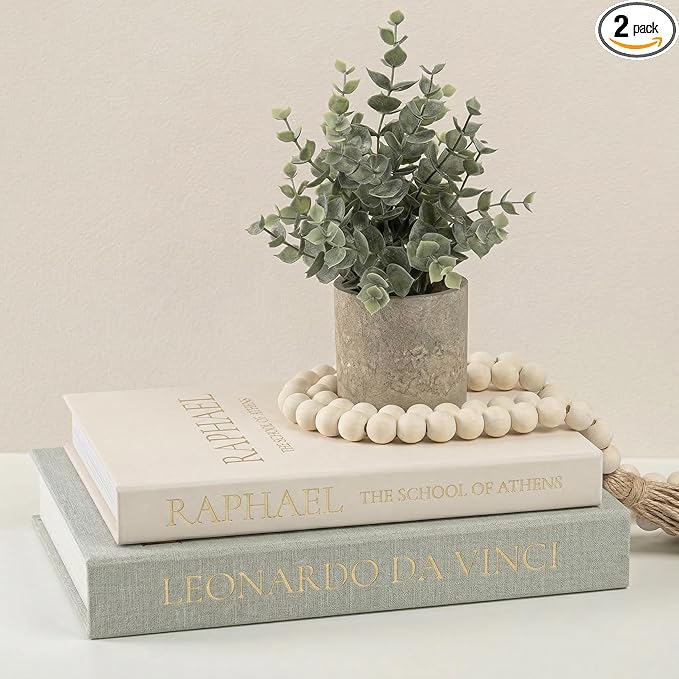Upgraded Decorative Books for Home Decor - Coffee Table Faux Books for Decoration, Linen Fake Book Storage Box for Entryway, Bookshelf, Modern, Boho, Farmhouse & Neutral Aesthetic Decor, Set of 2