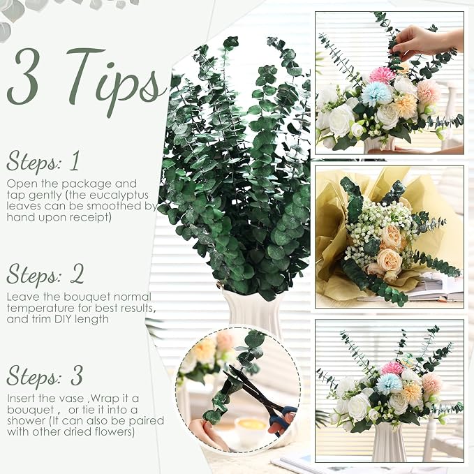 Knitgrip 180 Pcs Large Dried Eucalyptus Stems 17inch Natural Real Fresh Eucalyptus Branches for Shower Hanging Fresh Plant Greenery Leaves for Wedding Bathroom Vase Filler DIY Garland Decor