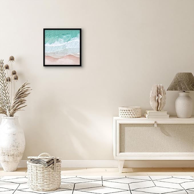 Americanflat 12x12 Picture Frame with Polished Plexiglass - Streamline Collection - Thin Border Square Frame for Wall Display - Hanging Hardware Included - Black