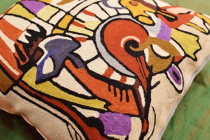 Abstract Pillows by Alfred Gockel | Modern Pillow for Couch | Django Musical Pillows | Mid Century Modern Throw Pillows | Modern Chair Cushion | Hand Embroidered Wool | Size -18x18