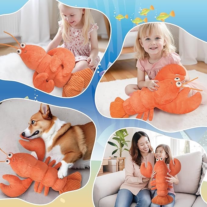 Niuniu Daddy 23" | 3.3 Pound Lobster Weighted Stuffed Animals for Kids Adults, Large Lobster Weighted Plush Toys Animal Calming for Sleeping, Cute Body Pillow for Presents Birthday Christmas Holiday