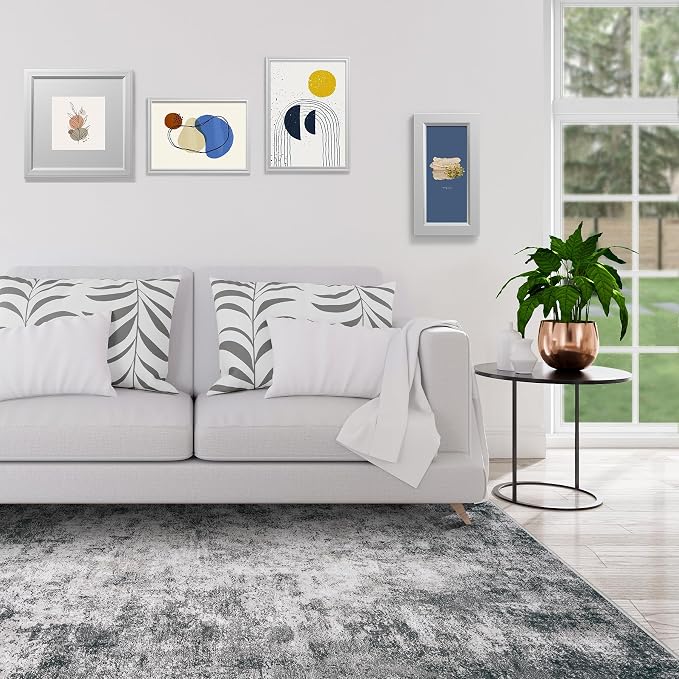 9x12 Area Rugs for Living Room Rug Washable: Modern Large Rug for Dining Room Bedroom Carpet Non Slip 9 by 12 Indoor Abstract Nursery Home Office Black