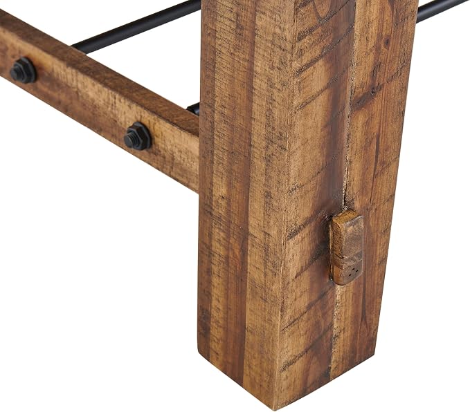 Alaterre Furniture Durango Solid Wood Coffee Table with Metal Storage Shelf | 48-Inch, Rustic Industrial Living Room Table, Metal Accent, Rustic Natural Grain Lacquer Finish