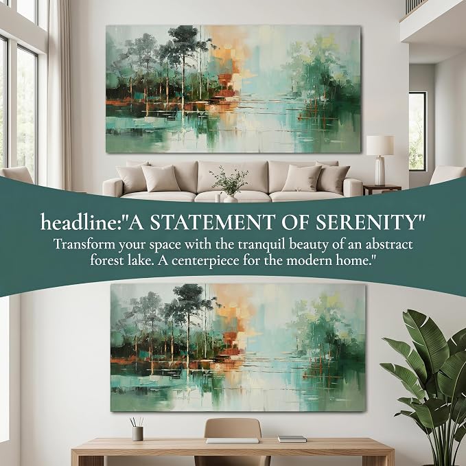 Acocifi Green Canvas Wall Art for Living Room 40"x20" Impression Landscape | HD Print, Waterproof, Non-fading, Artwork for Office Bedroom Home Decor, Easy to Hang