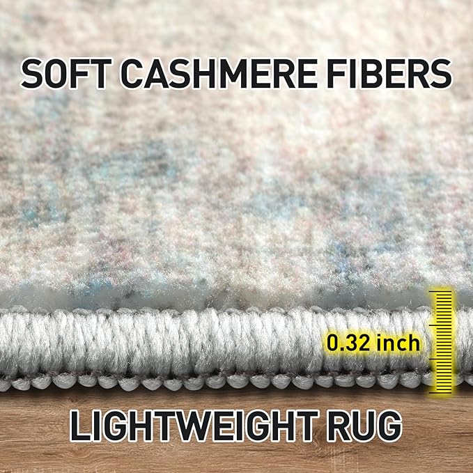 6x9 Area Rugs Washable Rug: Large Modern Abstract Living Room Rug Soft Anti-Skid Thin Carpet Indoor Floor Non-Shedding Carpets for Bedroom Dining Room Farmhouse Nursery Home Office Multi Color