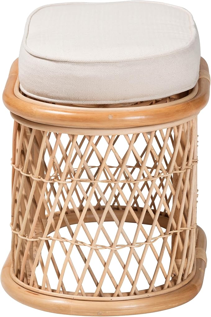 Bali & pari Ladonna Bohemian Natural Rattan Ottoman Footstool