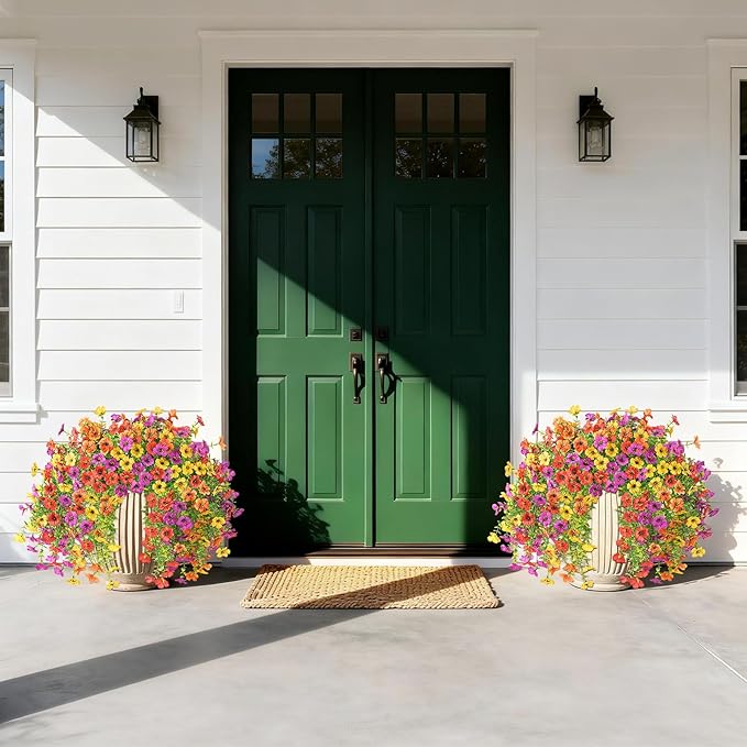 ZFProcess Artificial Flowers for Outdoors Spring Decoration, 2PCS Silk Fake Daisy Realistic Fake Outdoor Flowers UV Resistant Porch Patio Window Yard Decor