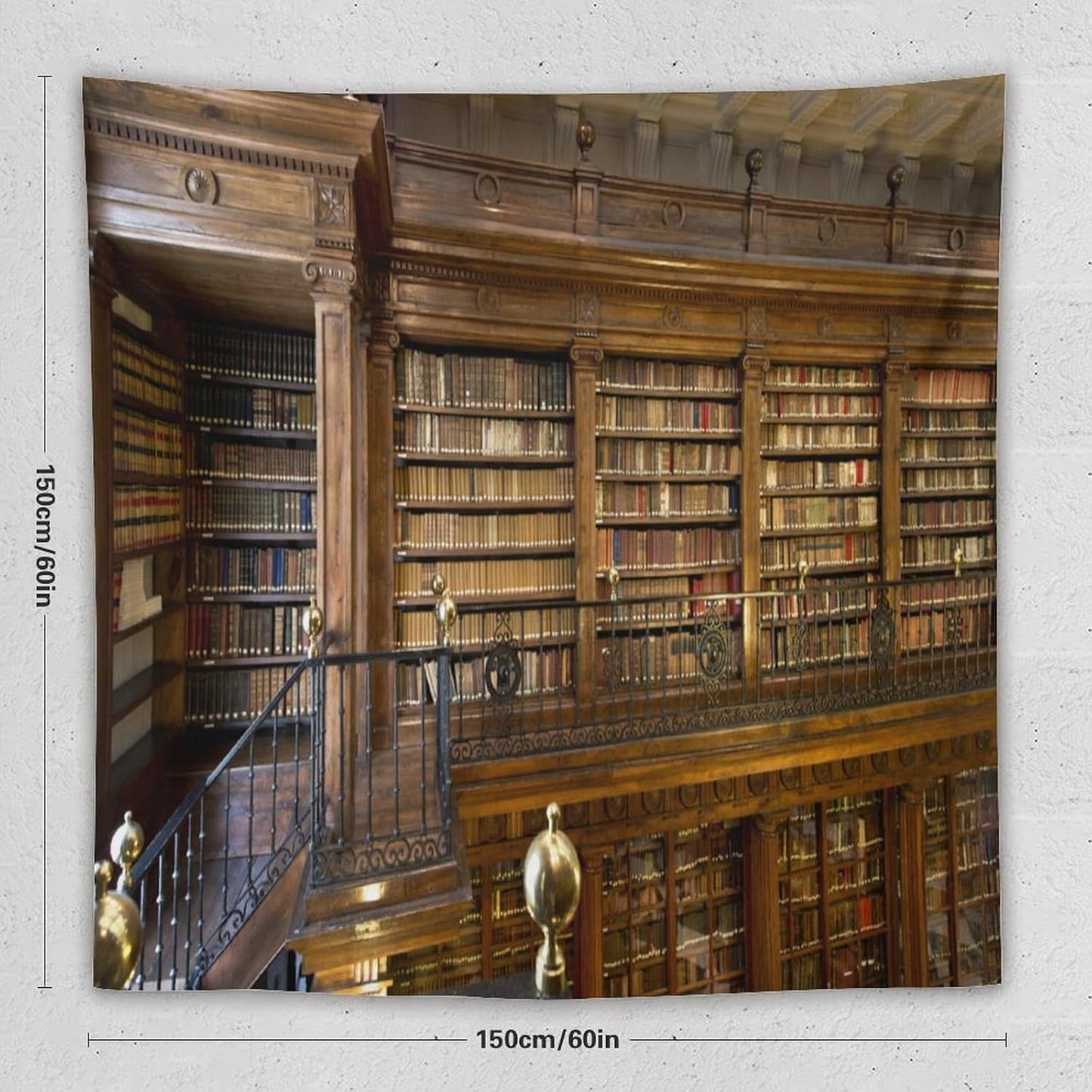 Kurtect Library Tapestry,Vintage Medieval Antique Bookshelf Bookcase Pattern Print Tapestries for Party Beach Picnic Blankets Tablecloths Living Room Wall Deocr, 60x60 in