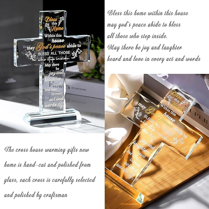 Christian Cross Gifts for Women Men, Religious Gift for Friends, Mom - God Says You Are, Inspirational Bible Verses Glass Stand Cross Spiritual Home Desk Decor