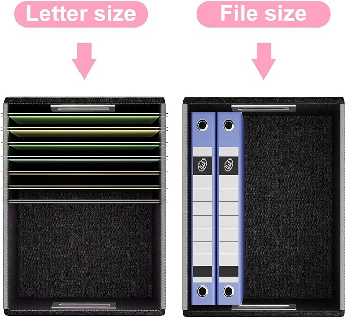 Portable Leather File Organizer Boxes with Lids, Office Document Boxes Organizer, Filing Boxes, Decorative Small File Boxes for Hanging Files, File Cabinet for Office/Home - 4 Pack