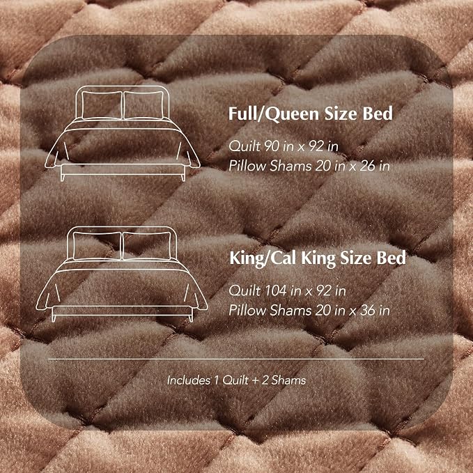 EverGrace Luxury Velvet Quilt Set Queen Size 3 Piece, Soft Cross-Stitch Velvet Comforter Set with Pillow Shams, Lightweight Coverlet Bedspread Bedding Set for All Seasons, Terracotta Clay