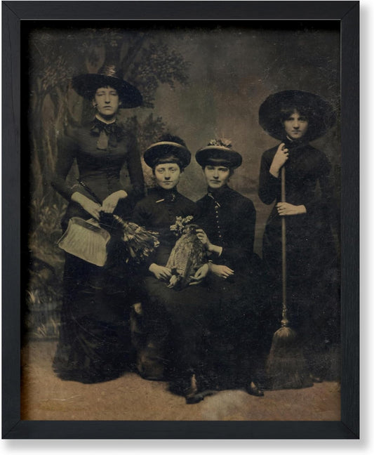 Poster Master Vintage Four Witches Coven Poster - Retro Witches Print - Witchcraft Art - Halloween Art - Gift for Men & Women - Gothic Decor for Living Room, Bedroom or Dorm - 11x14 UNFRAMED Wall Art