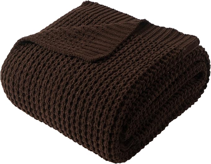 Bunnikins & Clover Dark Brown Throw Blanket for Couch, 50"x60" Soft Chenille Knit Throw Blanket for Home Decor, Decorative Chocolate Brown Blanket for Bed, Living Room