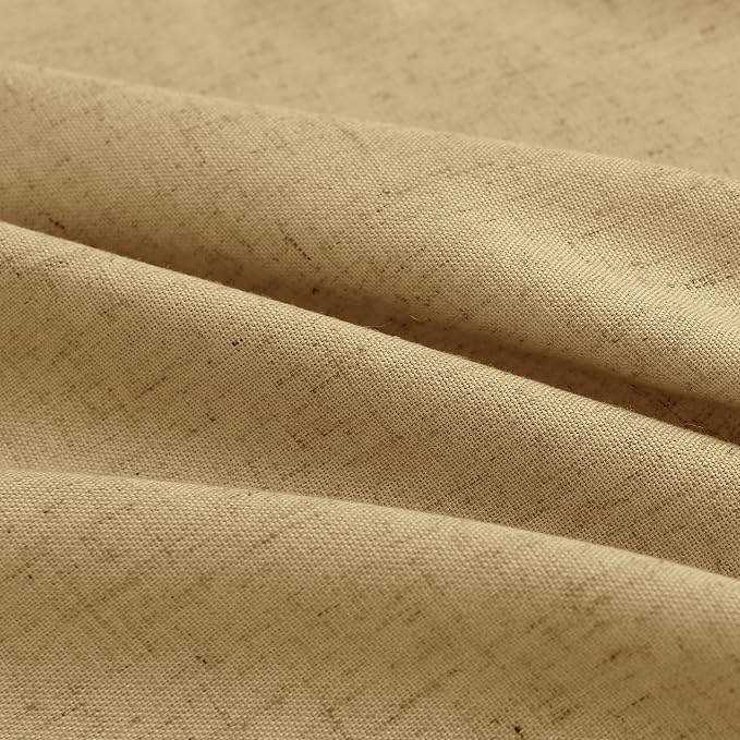 Gold Pinch Pleated Linen Curtains 108 Inch Length 2 Panels Set for Living Room Bedroom Heat Boho Farmhouse Country Privacy Light Filtering Semi Sheer Back Tab Drapes with Hooks for Nursery 40x108