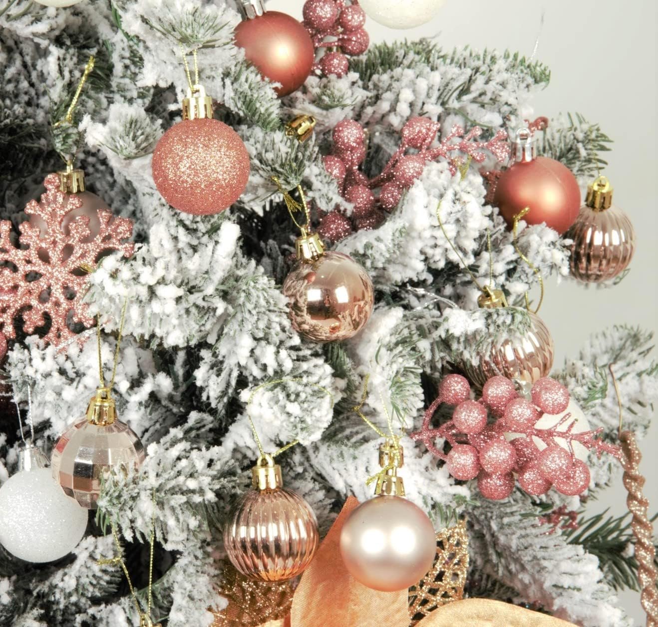 XmasExp 24ct Christmas Ball Ornaments Shatterproof Xmas Tree Hanging Balls Decorations Perfect for Holiday Wedding Christmas Decor (Rose Gold, 1.57")