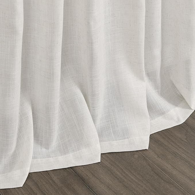 Nanspring Natural Linen Curtains for Living Room 100 Inches Long Rustic Farmhouse Decor Light Filtering Semi Sheer Curtain Back Tab and Rod Pocket Luxury Drapes for Bedroom Office 52x100, 2 Panels