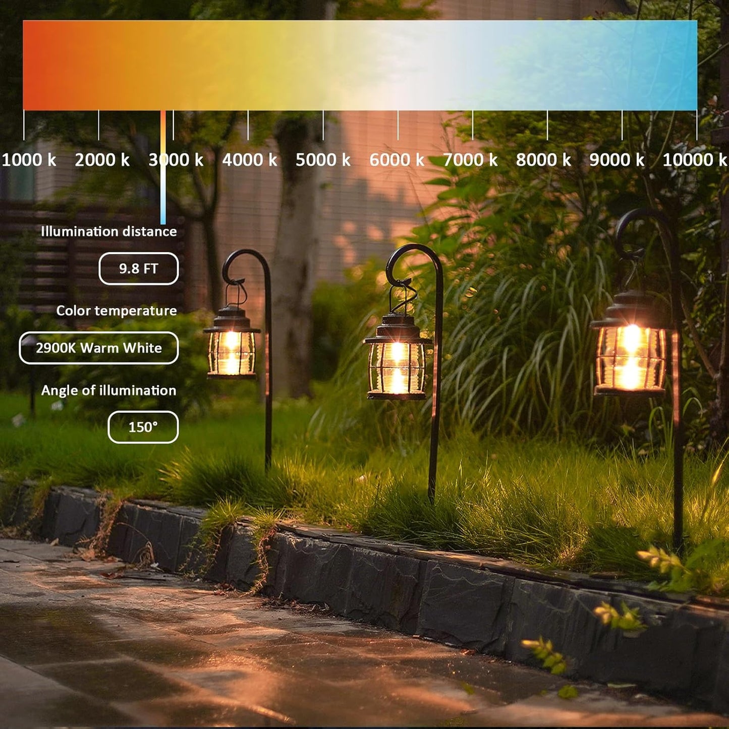 Low Voltage Pathway Lights 1.1W 12V AC Outdoor Shepherd Hook Path Lights 6PK 32 Lumen Metal Landscape Lighting Kit Warm White Hardwired Walkway Light with Connectors and Stakes