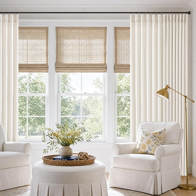 Extra Wide Pinch Pleated Natural Curtains 120 Inch 1 Panel for Living Room Sliding Door 70 Inch Wide Light Filtering Linen Textured Curtains with Hooks Rings Memory Trained Large Window Drapes 70x120