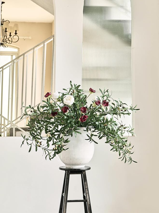 MISSPIN Artificial Flowers with Greenery Stems Faux Plants Indoor Branches for Tall Vase Ultra-Realistic, 12 Pcs Wedding Centerpieces, Home Decor & DIY Bouquets