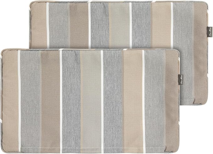 FUNHOME Waterproof Outdoor Lumbar Pillow Covers Set of 2,Home Decor for Garden Patio Furniture,Couch,Sofa 12"x20" Inch Decorative Pillows Cover Only,NO Insert(Gray Stripe)