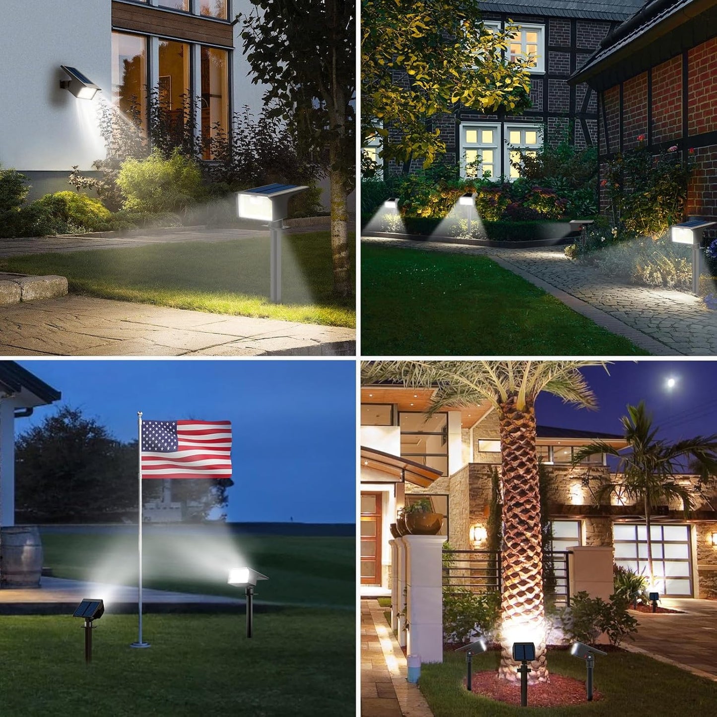 nipify Solar Spot Lights Outdoor, 3 Pack/62 LED Solar Motion Sensor Lights Outdoor Waterproof, 3 Modes Solar Powered Landscape Spotlights 2-in-1 for Outside Yard Wall Garden, Cool White