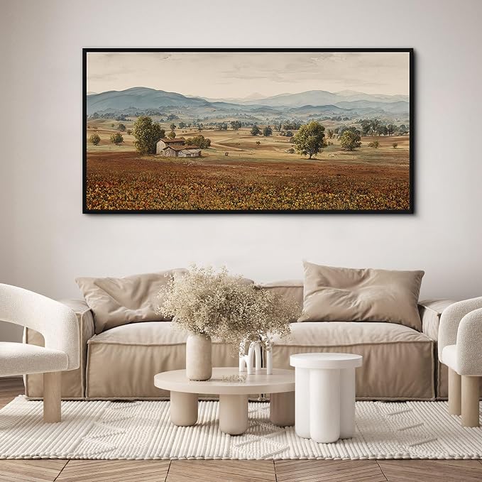 yiijeah Framed Artwork for Walls Extra Large Vintage Nature Earthy Wall Art landscape pictures Canvas Paintings Decor for Living Room Bedroom Entryway 58x29 Inches
