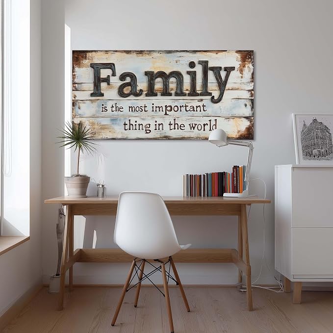 Retro Family Quotes Wall Art for Living Room Canvas Prints Family is the Most Important Thing in the World Rustic Farmhouse Art Deco Modern Artwork Bedroom Kitchen Dining Room Decor Extra Large