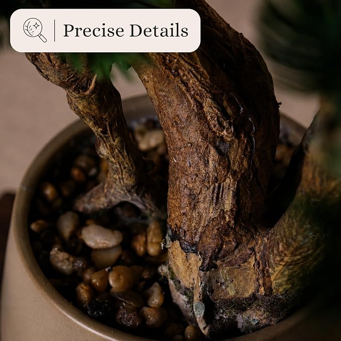 Artificial Bonsai Tree 26" Tall with Realistic Wood and Ceramic Pot, Fake Plants for Home, Bedroom and Office Desk, Japanese Decor