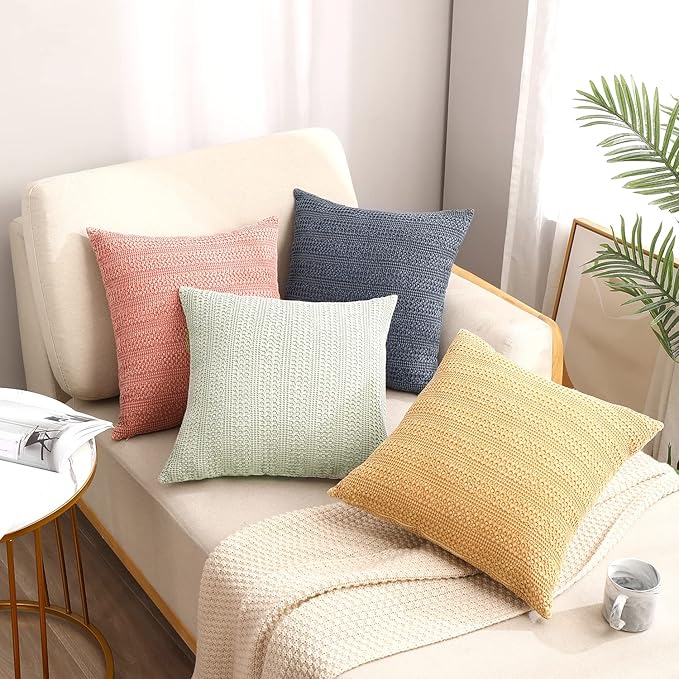 1pc Sage Green Pillow Cover 18x18 Boho Throw Pillow Covers Decorative Pillow Shams Stone Washed Cotton Pillowcase for Couch Sofa Chair Bed Car