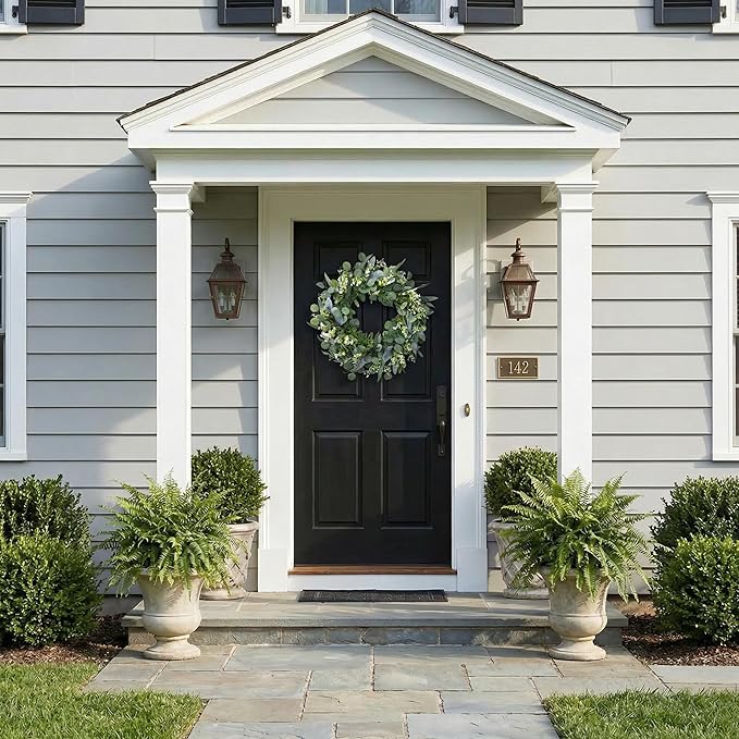 Pinkpum 20'' Eucalyptus Wreath for Front Door Porch Window Green Decor for Home Farmhouse Wall Spring Summer Fall Outdoor Indoor All Seasons