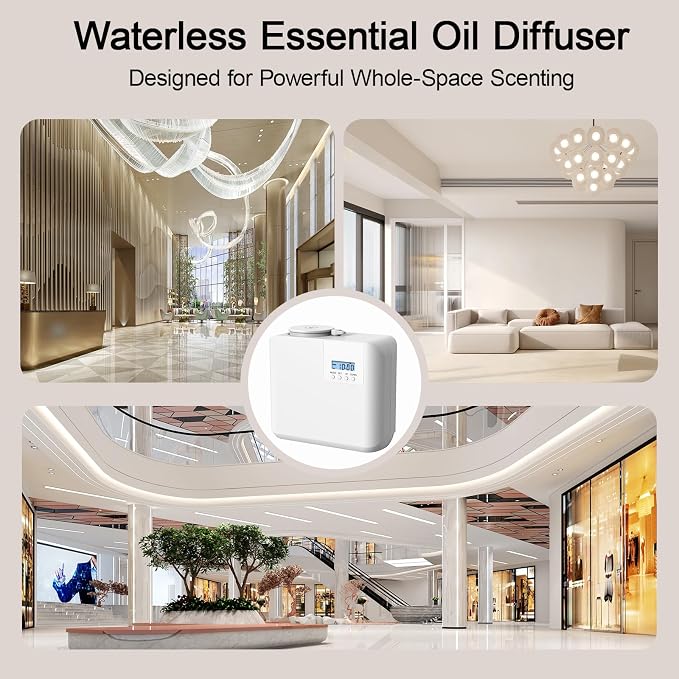 2026 Upgraded HVAC Scent Diffuser Machine Kit, Cover 5000 Sq.Ft, Wi-Fi Control, Hotel Scents Collection, Waterless Cold Air Aromatherapy Essential Oil Hotel Fragrance Diffuser for Large Room - White